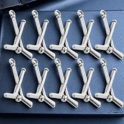 

10Pcs Hockey Charms Set Finish Zinc Alloy Sports Charms for Men Boys Jewelry Making Crafts Dangle Pendant Hockey Fan