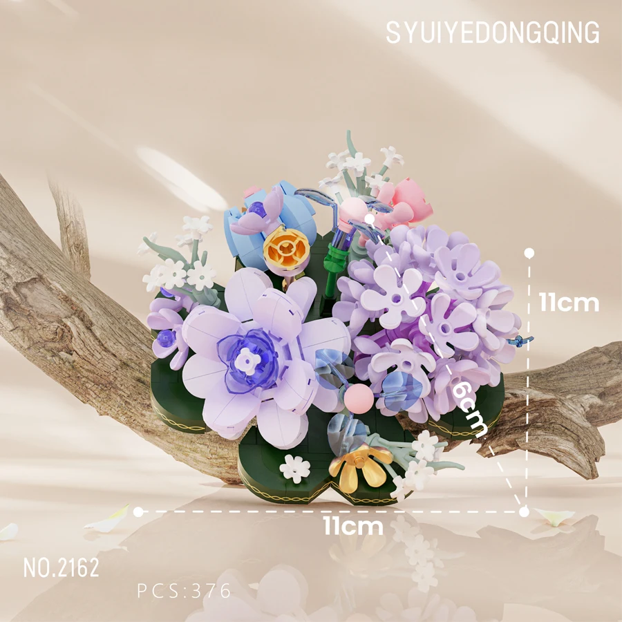 Blocs de construction de fleurs colorées, Mini briques bonsaï en plastique, jouets de bricolage, Pots de Bouquet, décorations pour la maison, cadeau de noël