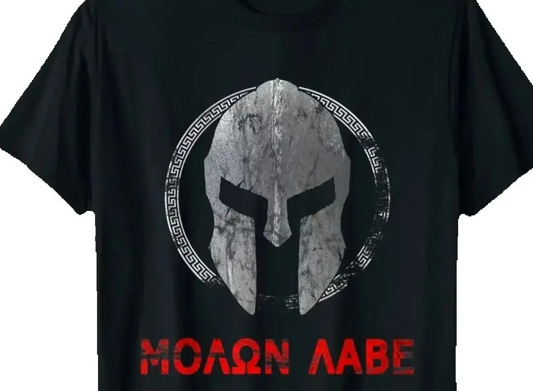 

Spartan Warrior Helmet Molon Labe Vintage Men T-Shirt Short Sleeve Casual 100% Cotton O-Neck Summer Tees