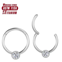 F136 Titanium piercing Clicker Cartilage Septum Goth Nose Ring Hoop Tragus Helix Industrial Labret Women Earrings Body Jewelry