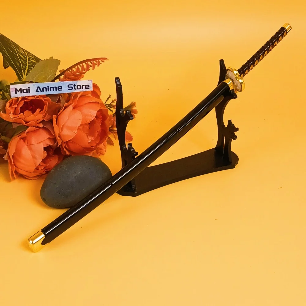 Espada de três peças roronoa zoro katana, 10 polegadas, lâmina de faca ninja, sabre samurai, anime, metal zoro, mini espada katana, brinquedo afiado, presente