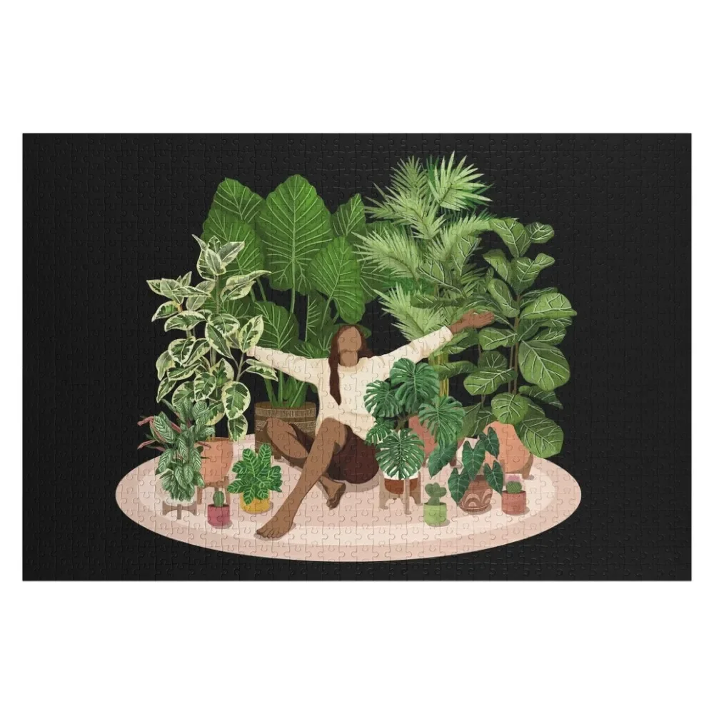 

Never too many plants, plant lady illustration Jigsaw Puzzle Wood Name Woods For Adults Puzzle