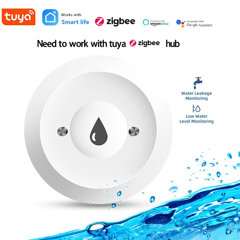 جهاز استشعار المياه Tuya Zigbee ، تطبيق المعيشة الذكي ، تجاوز أجهزة الإنذار ، أجهزة استشعار الكاشف ، في الأماكن التي تستخدم فيها المياه ، مثل