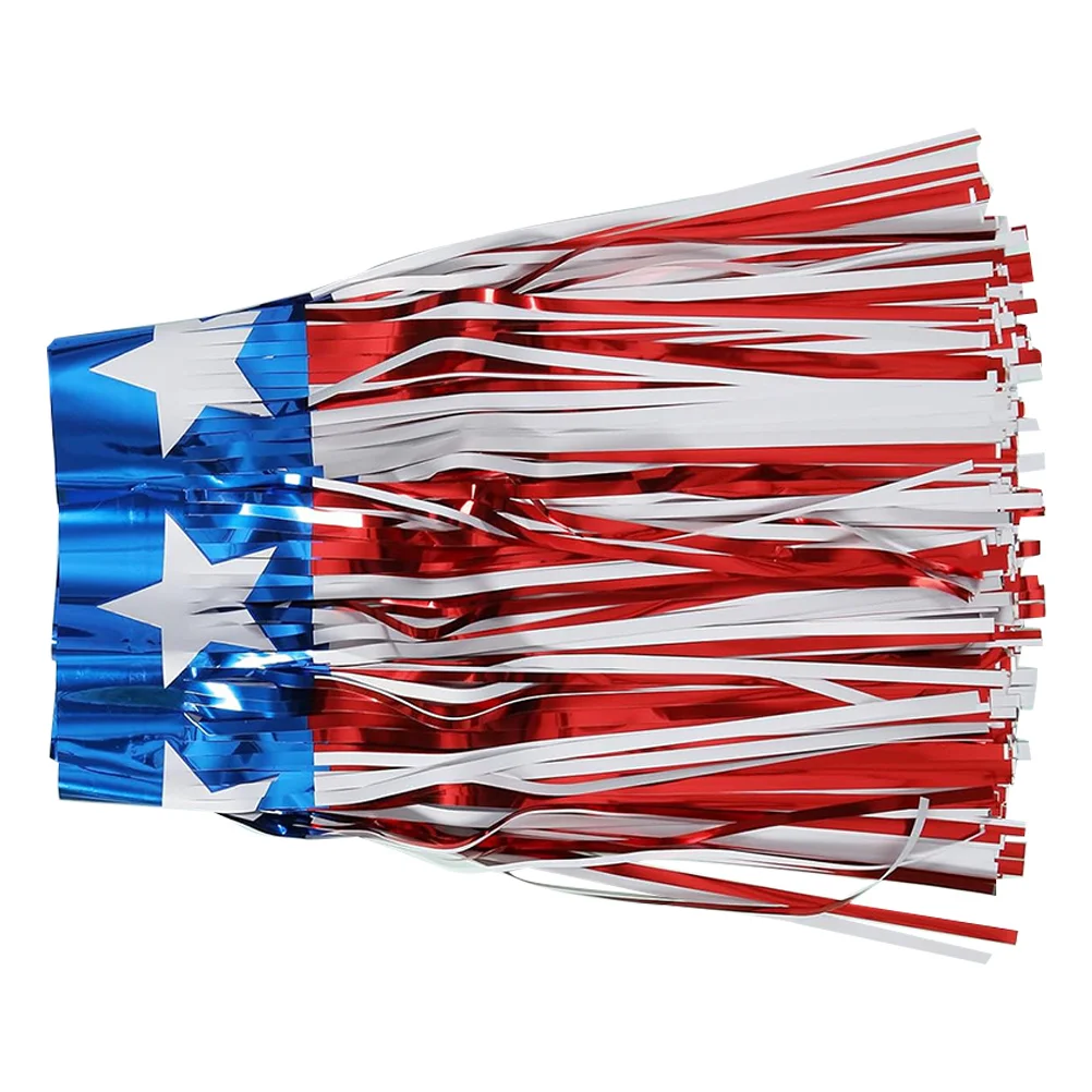 

1Set Independence Day Red White Blue Pet Tinsel Fringe Garland Banner for Indoor Outdoor Patriotic Party Parade Decorations