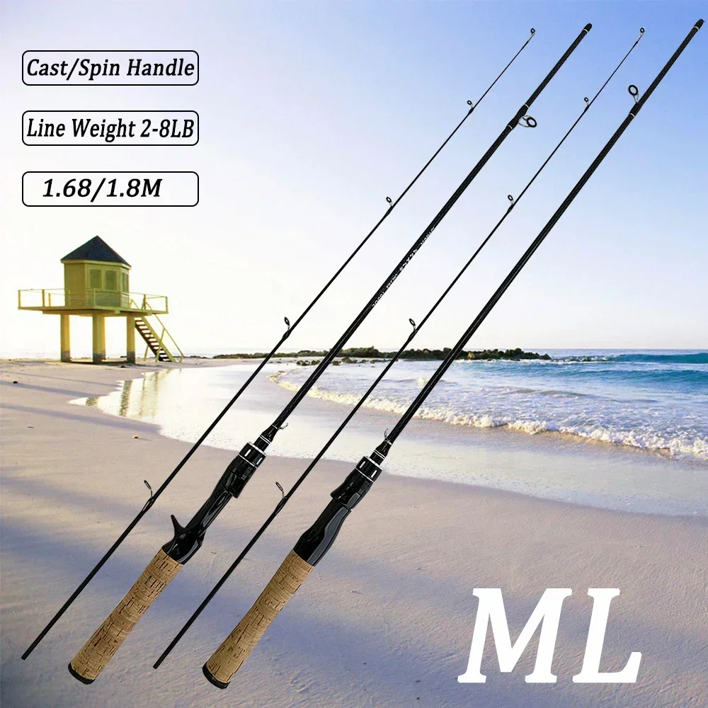 

ML 2 Sections Carbon Fiber Spinning/Casting Fishing Rod 1.68M / 1.8M Ultralight Weight Fishing Pole Travel Rod Fishing Pesca