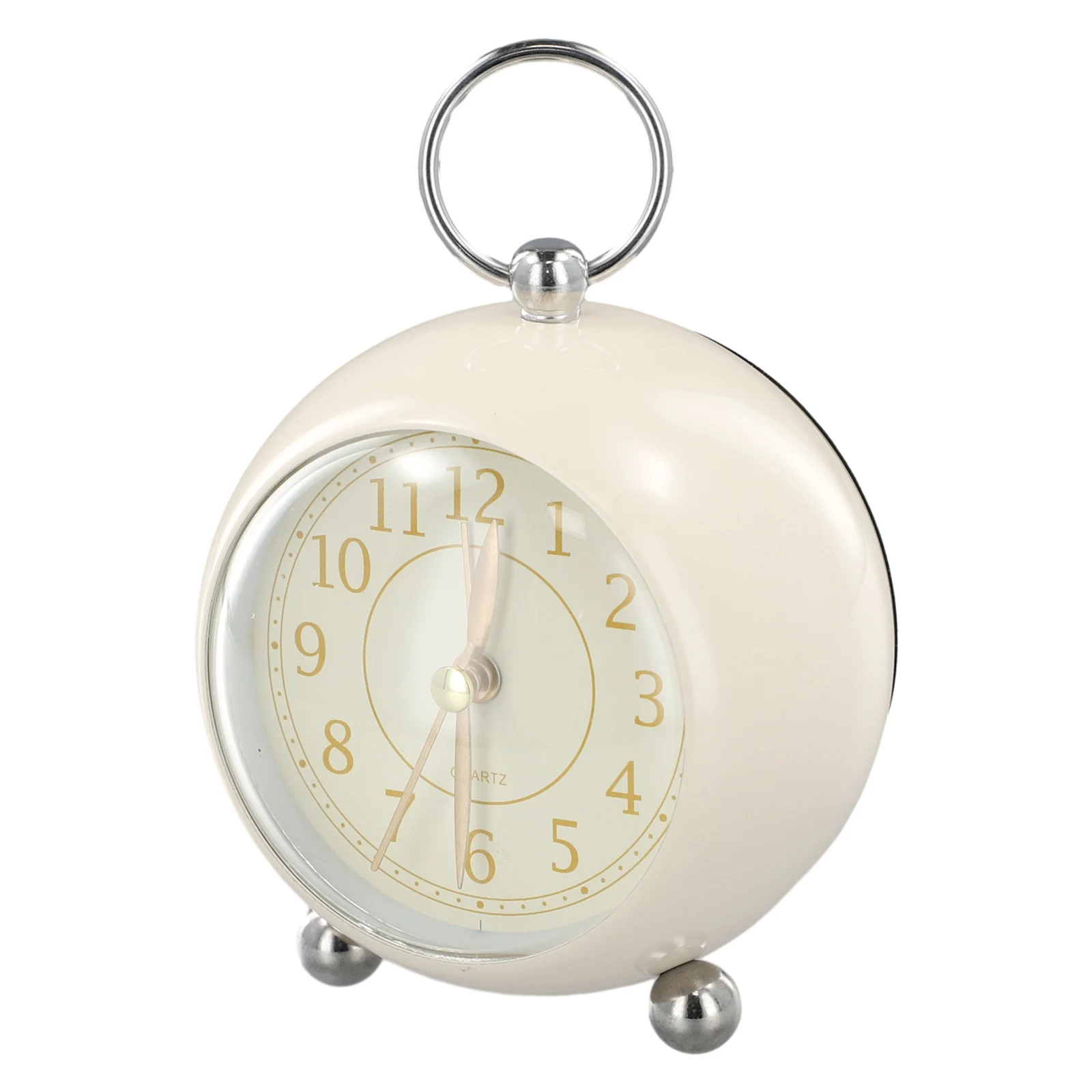 Silent Vintage Alarm Clock Round Simple Design Small 12 Hour Display Analog Decor Non Ticking Portable Bedroom