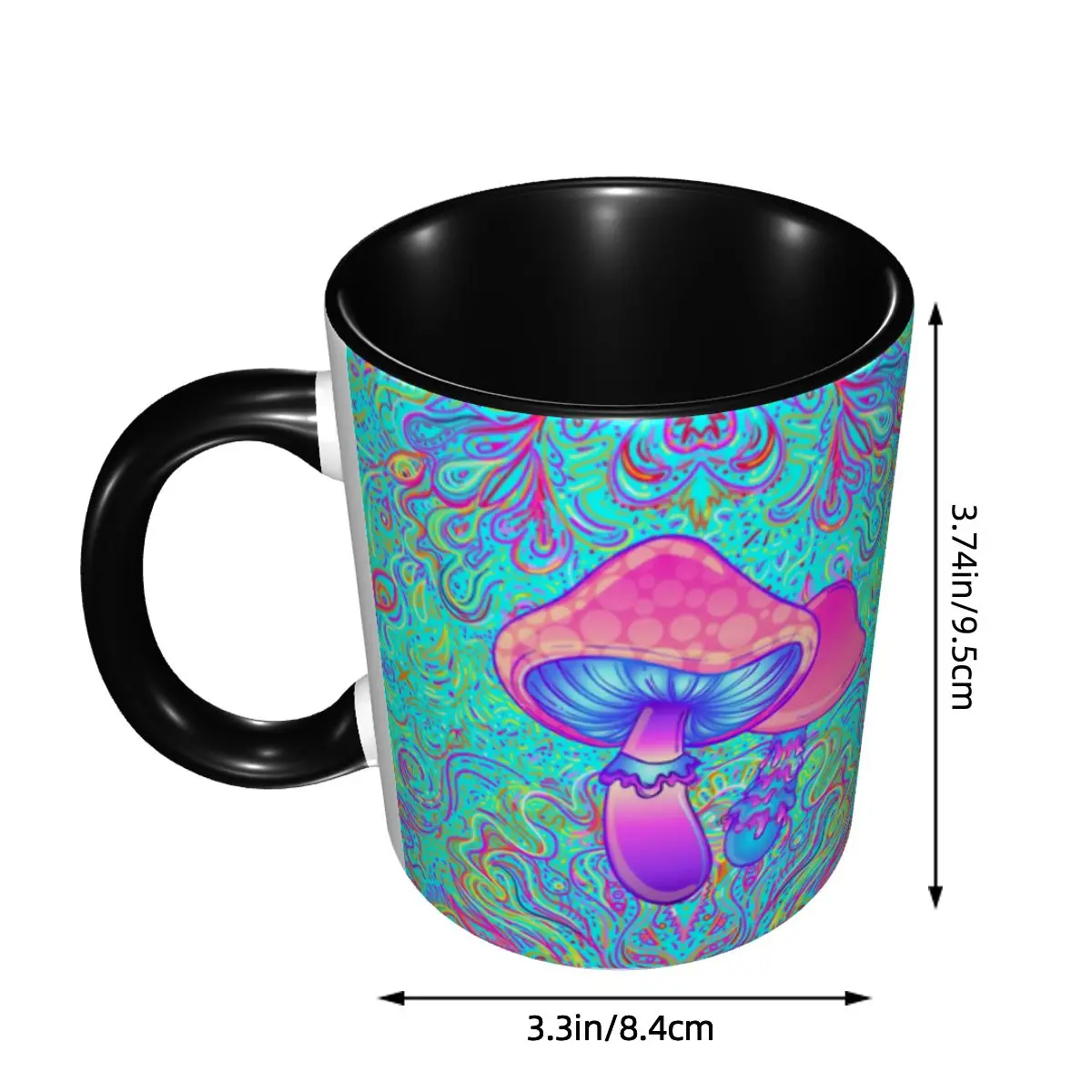 Customized Magic Mushroom Trippy Psychedelic Neon Pastel Goth Mugs DIY Ceramic Milk Tea Coffee Cup
