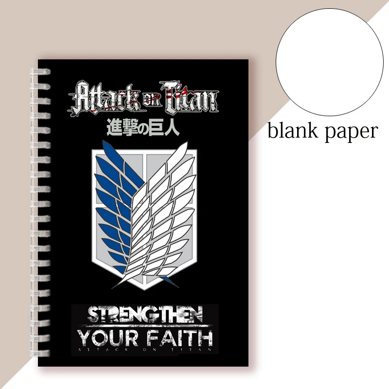 A5 Spiral Notebook Anime - Attack On Titan - Manga Rock Binder Ring Note Book Figures Levi Ackerman Eren Jaeger Cosplay #   H101