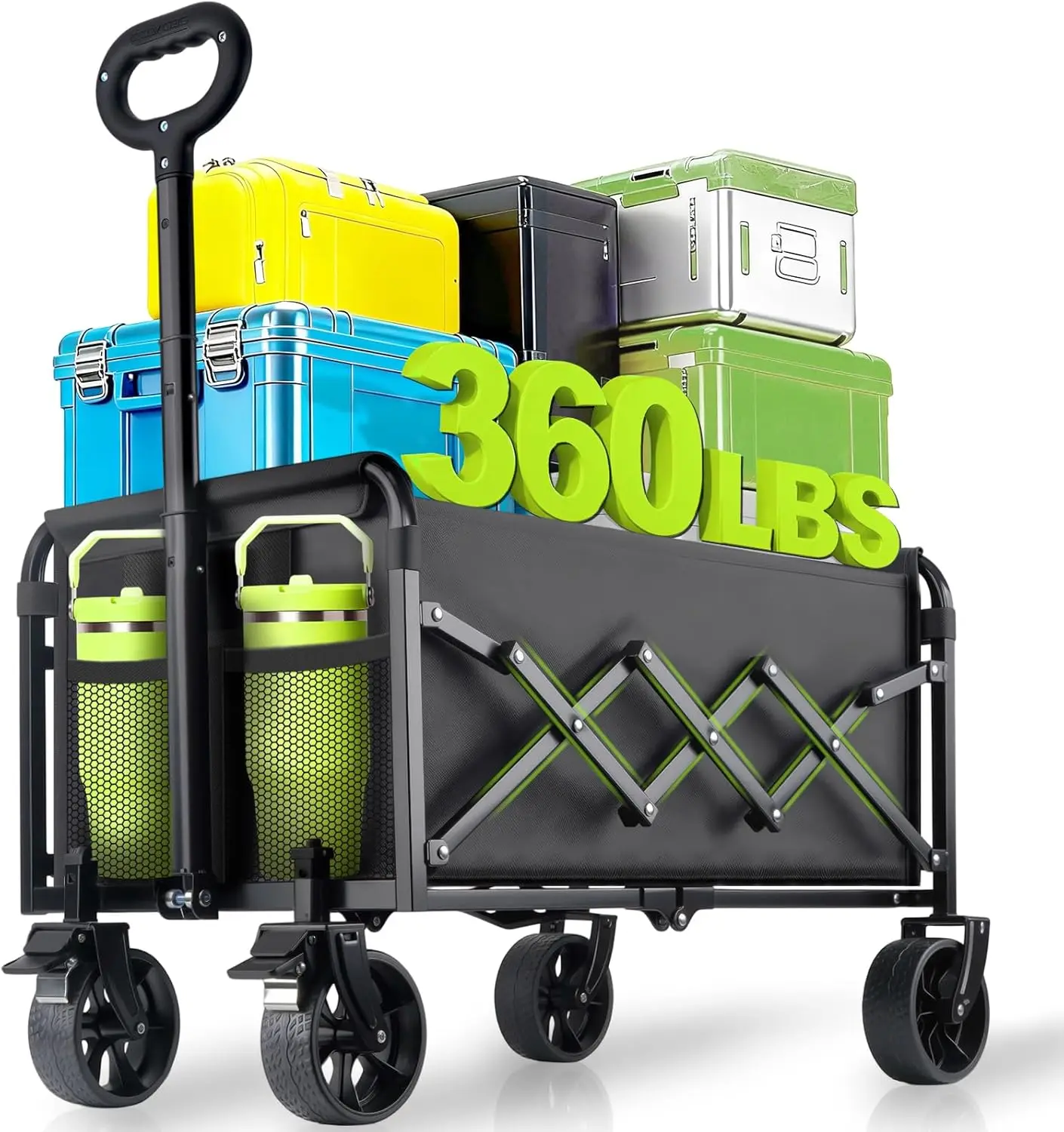 

Складная тележка-вагончик с колесами - Сверхпрочная складная тележка-вагончик на 360 фунтов с колесами для любой местности