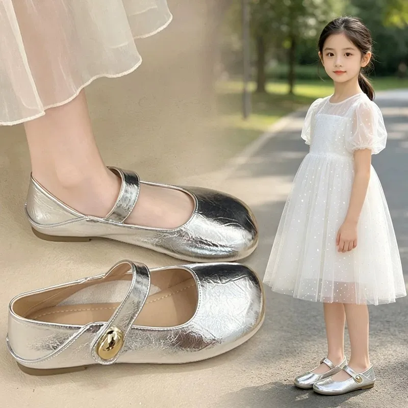 

Girls Ballet Flats 2026 Autumn Kid's New Mary Janes Shallow Flat Shoes For Students Dress Shoes For Skirts Soft Sole Non-Slip