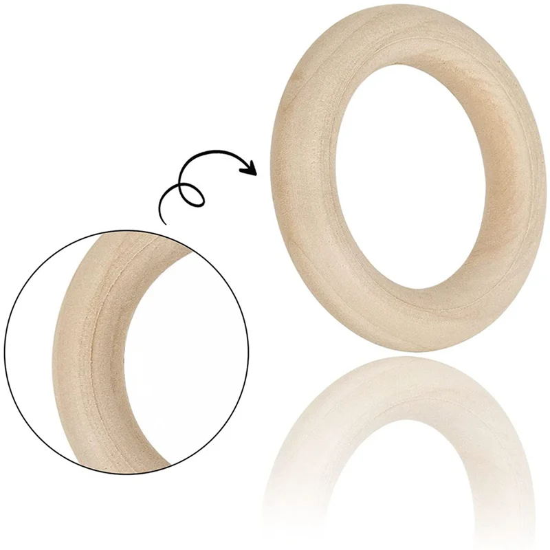 

YWDZ-200PCS Natural Wood Rings For Crafts 55Mm Lace Rings Solid Wood Rings For DIY Crafts, Connectors Jewelry Making