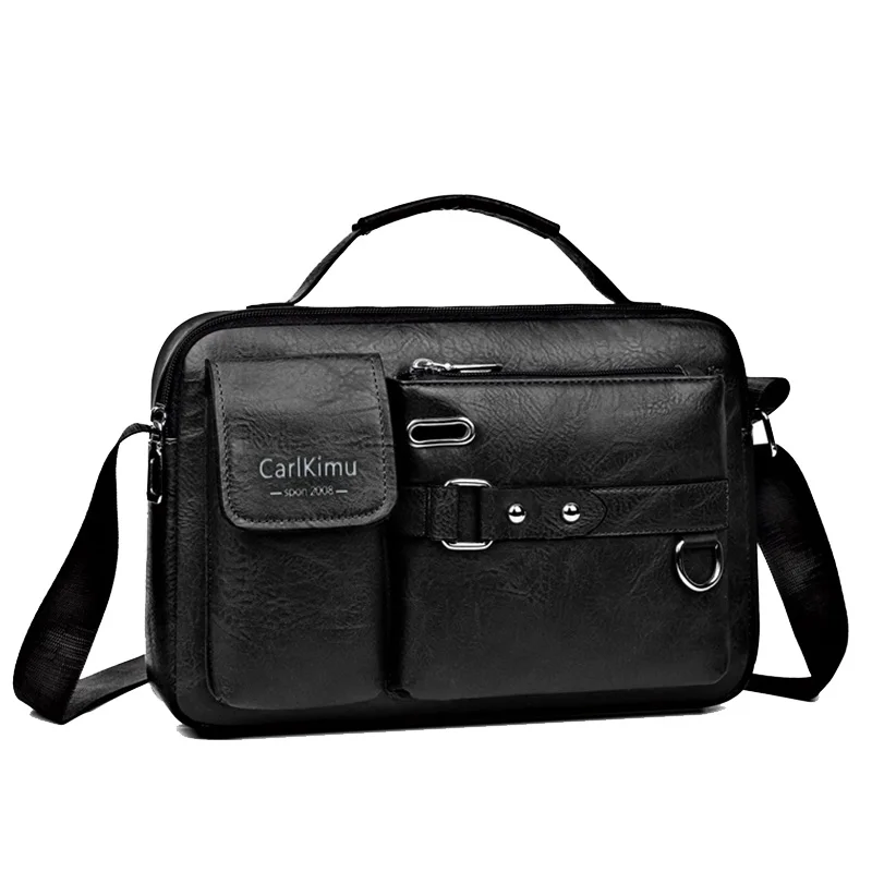 Herren-Business-Umhängetasche, ideal für Geschäftsreisen. Aus PU-Material gefertigt, mit mehreren Taschen und einer Umhängetasche. – Detail 8