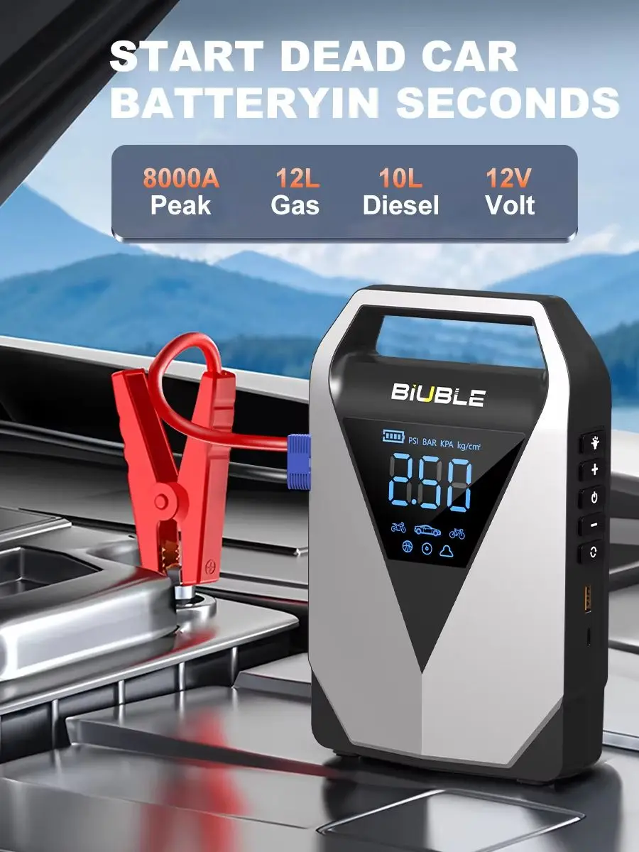 4-in-1-Auto-Starthilfegerät mit Luftkompressor, tragbares Booster-Ladegerät, 1500A, leistungsstarkes Autobatterie-Startgerät