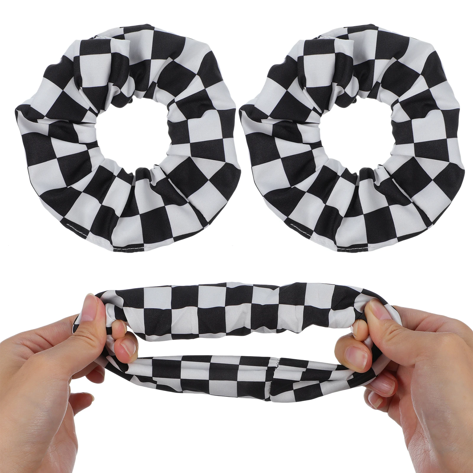 

2Pcs Black White Checkered Hair Rope Elastic Hairband Women Ponytail Holder Scrunchies Hair Accessories Daily
