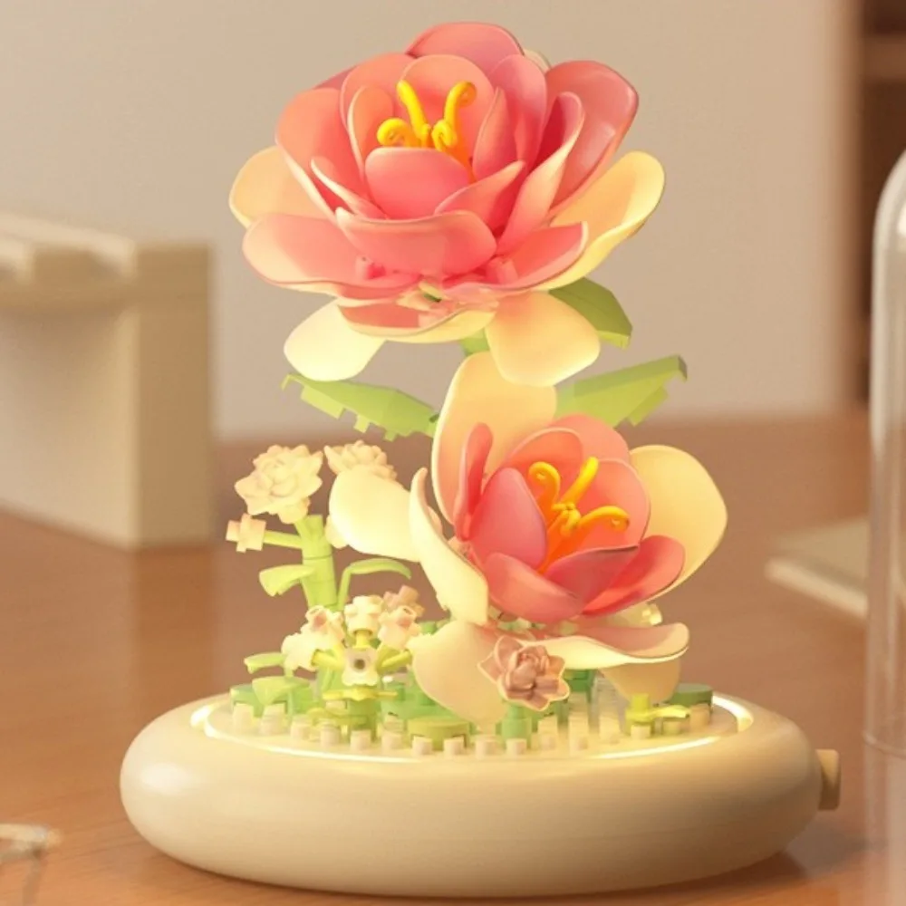 

Букет цветов, строительные блоки, пластиковые растения, бонсай, здание на батарейках с подсветкой и пылезащитной крышкой, настольные украшения