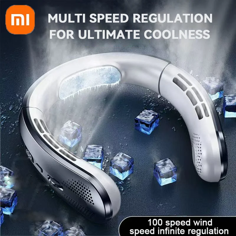 Xiaomi جديد 8000mAh USB معلقة الرقبة مروحة قابلة للشحن المحمولة الخالية من الشفرة مروحة تبريد صغيرة بلا أوراق في الهواء الطلق الشخصية Wearabl