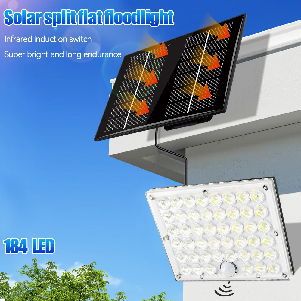 

2025 NEW 184LED Solar Light Outdoor ip65 Waterproof with Motion Sensor Floodlight 3 Modes for Patio Garage Backyard