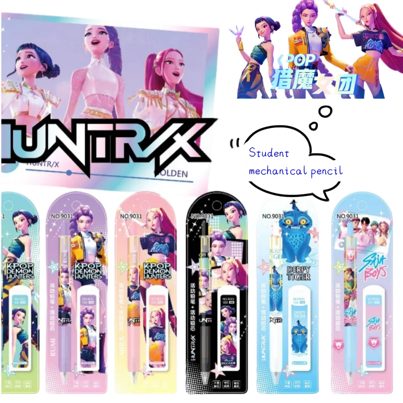 

KPop Охотники на демонов Руми Мира Зои Двумерные товары Мультфильм Милый карандаш для девочек Высококачественный набор автоматических ручек для письма