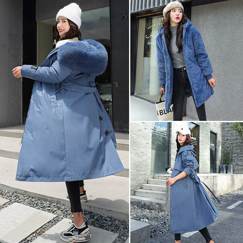 Fashion Woman Blouse 2023 Women's Winter Jacket Hooded X-Long Thick Faux Fur Filled Parka Women's Detachable Plus Size Jacket