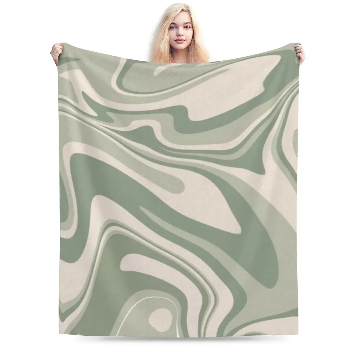 Sage Green Swirl An Ultra-Soft Micro Fleece Blanket