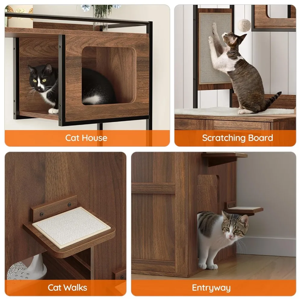 

Cat Automatic Litter Box Enclosure Furniture, 30.5" L x 26.8" W x 61" H, Hidden Robotic Litter Box Cabinet, Customized