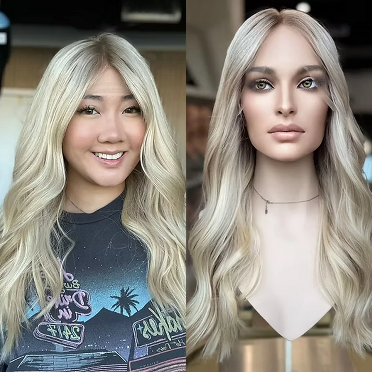 

24-дюймовый Ombre Пепельно-платиновый блондин Мелирование Синтетический парик фронта шнурка Натуральный предварительно выщипанный волнистый женский парик Повседневная вечеринка Б/у