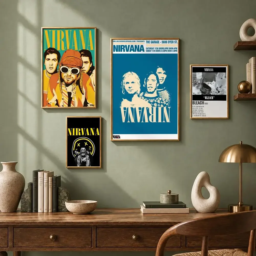 Grunge Band N-NirvanaS Poster HD Self-Adhesive No Residue After Removal Ideal for All Kinds of Wall Decor