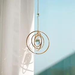 Window Hanging Rainbow Sun Catcher Gift for Women Christmas Thanksgiving Glass Ball Prism Sun Catcher with 4 Brass Circles