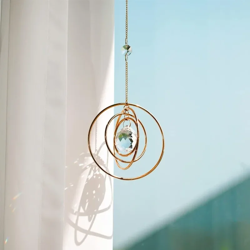 Window Hanging Rainbow Sun Catcher Gift for Women Christmas Thanksgiving Glass Ball Prism Sun Catcher with 4 Brass Circles
