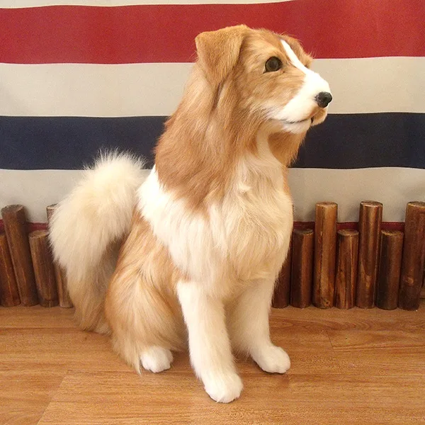 Polyethylene&Furs Shepherd Dog Golden Retriever Handicraft Simulation Squatting Dog Hard Model Home Decoration Toy Gift s1155