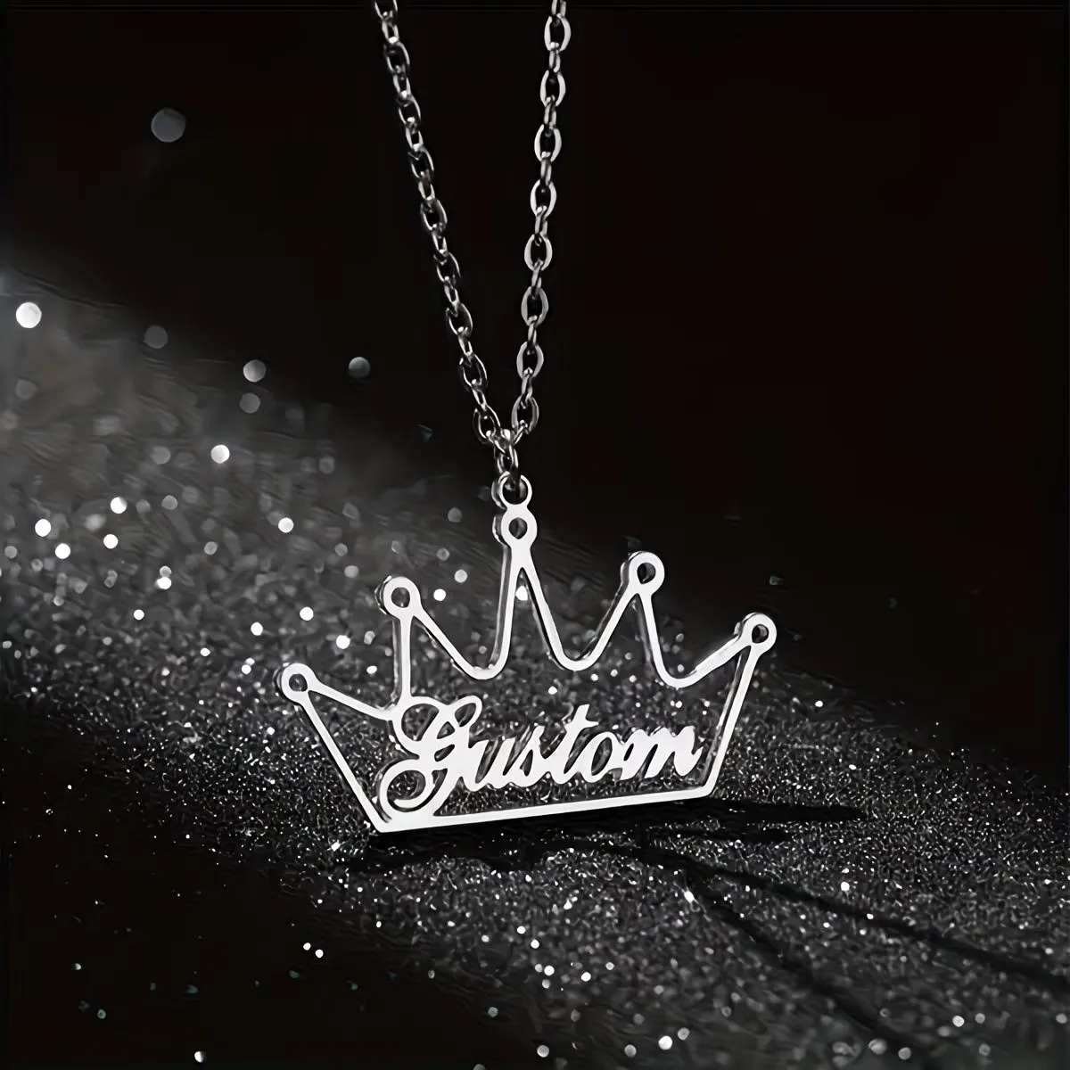 

Custom Name Letter And Number Crown Pendant with Stainless Steel Golden And Silvery Chains, Available in Various Fonts – an Eleg