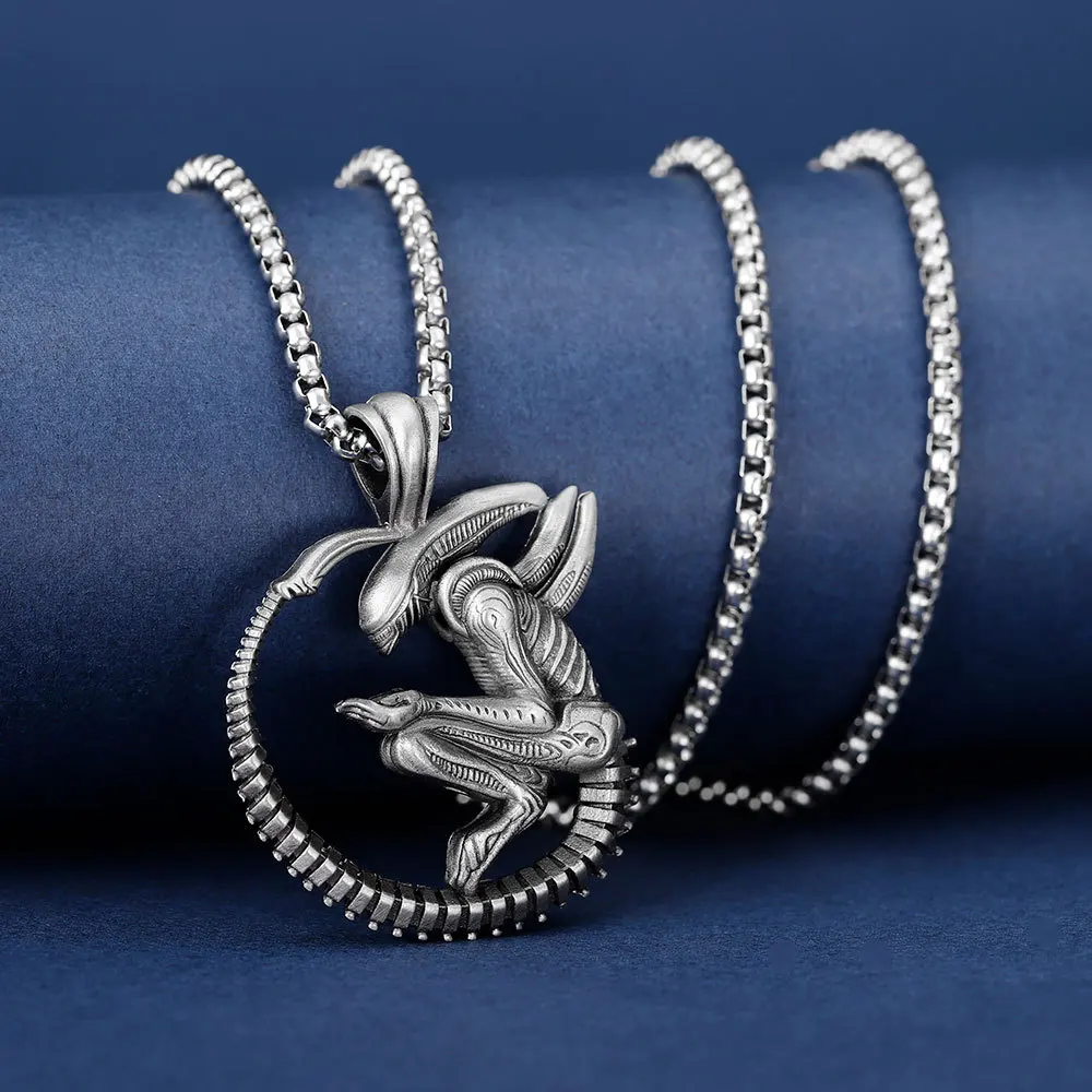 Fashion Jewelry Vintage Charm Antique Alien Pendant Necklace For Men Women Gifts