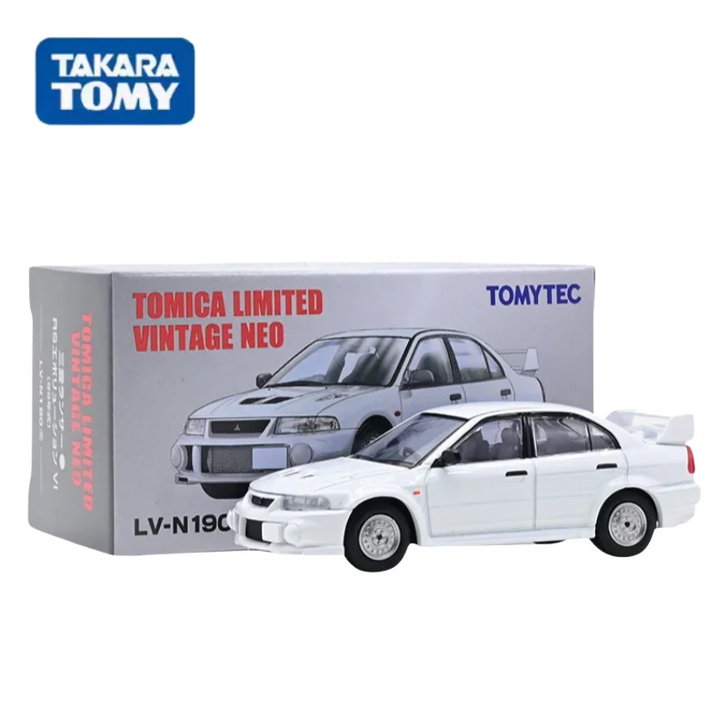 TAKARA TOMY TOMICA TLV LV-N190e Mitsubishi EVO6 RS alloy simulation model, children's collection toys, gifts for children.