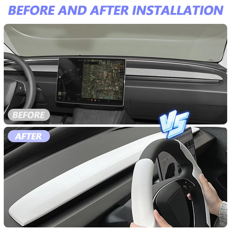 For Tesla Model 3 Highland Dashboard Cover Trim Model Y Juniper  Air Outlet Trim Strip Panel Stylish Interior Car Accessories