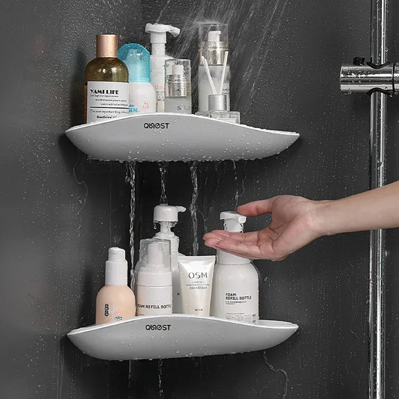 Shower Organizer Corner Shelf, Bathroom Shelves on Wall, Plastic Bathroom Organizer and Storage, Bathroom Rack Storage Shelf