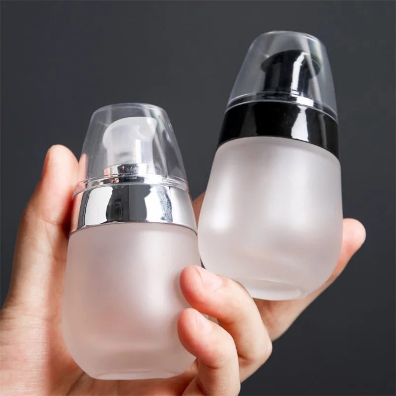 真空すりガラスボトル空の詰め替え容器 30 ミリリットルメイクアップ化粧品フェイスクリームローションジャーペースト軟膏ポンプトラベルボトル