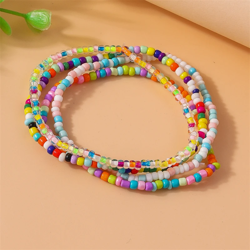 4 teile/satz böhmische handgemachte bunte perlen armbänder für frauen elastische perlen armbänder mädchen party holdiay schmuck dekoration – Detail 9
