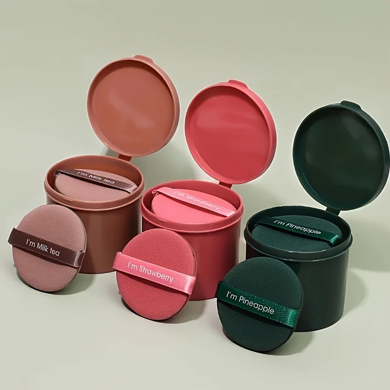 Air cushion wet dry dual-use sponge, circular droplet shaped makeup tool, suitable for travel and daily life, with storage box