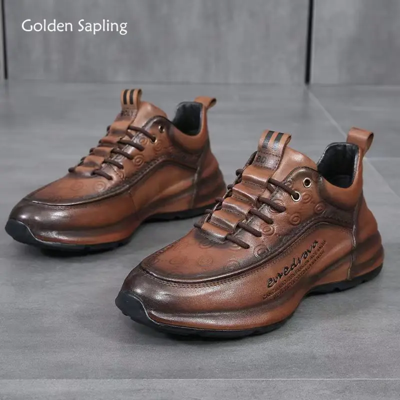 

Golden Sapling Men's Shoes Leisure Elevated Shoes Autumn Spring Synthetic Male Casual Sneakers Tide Retro Thick Soled Sneaker