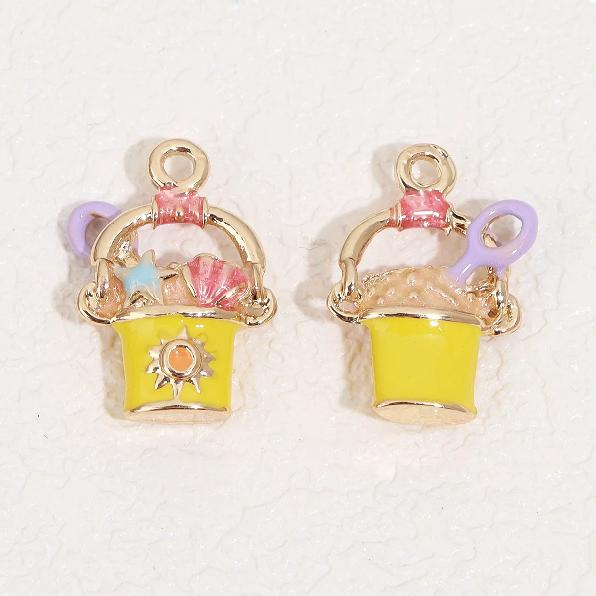 

14pcs DIY Mix Alloy Oil-drop Double-sided color sea star shell beach bucket Pendant Jewelry Accessories Bracelet Earrings