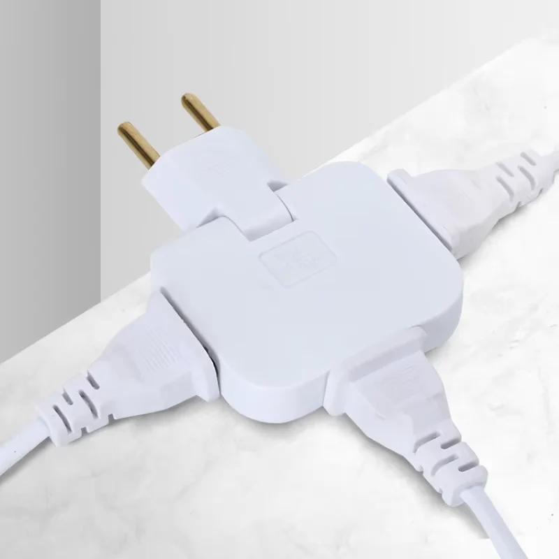 EU Plug 3 AC Outlet Power Strip Multiprise 1 Convert 3 Extension Electrical Socket 180° Rotating Fulfillment Socket AC Adapter