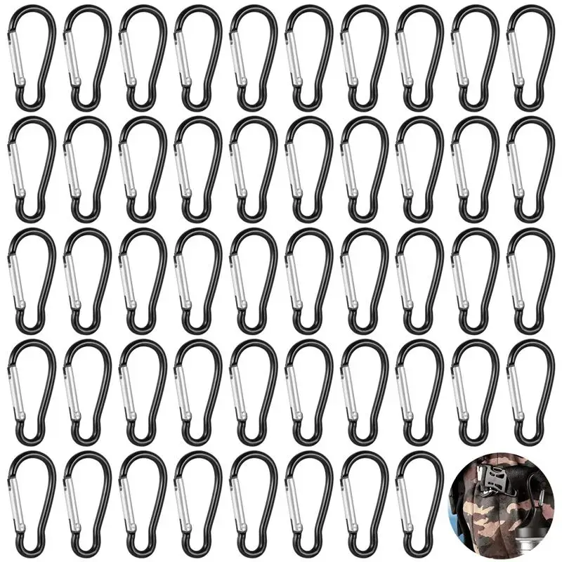 200Pcs Aluminum Carabiners Spring-Loaded Gate Keychain Buckles Mini Lock Snap Hooks Spring Link Key Chains For Camping Hiking