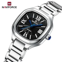 Naviforce luxo feminino alto nível de aparência relógio moda tendência banda aço à prova dwaterproof água relógio de pulso quartzo simples 2024 novo