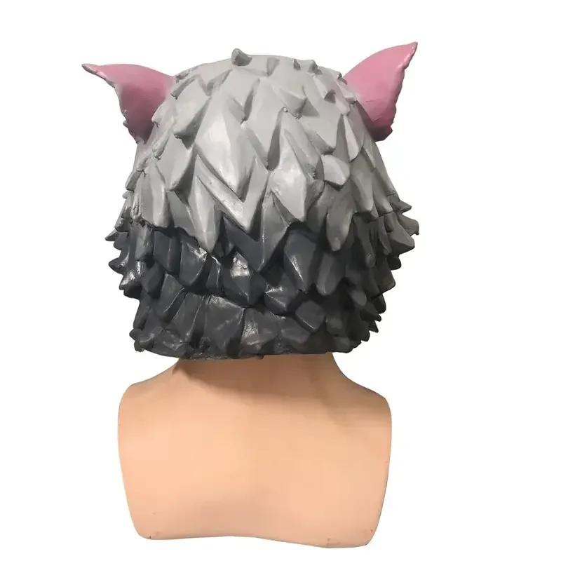 Anime Hashibira Inosuke Máscara Cosplay e Capacete, Kimetsu Sem Capacete Yaiba, Cabelo Porco Headwear, Halloween Carnaval Costume Prop