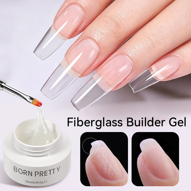 BORN PRETTY 1/2 Stück 15ml Fiberglas-Nagelreparatur-Gel zur Stärkung und Verlängerung Schnell-Aufbaugel Acryl Transparent Maniküre-Zubehör