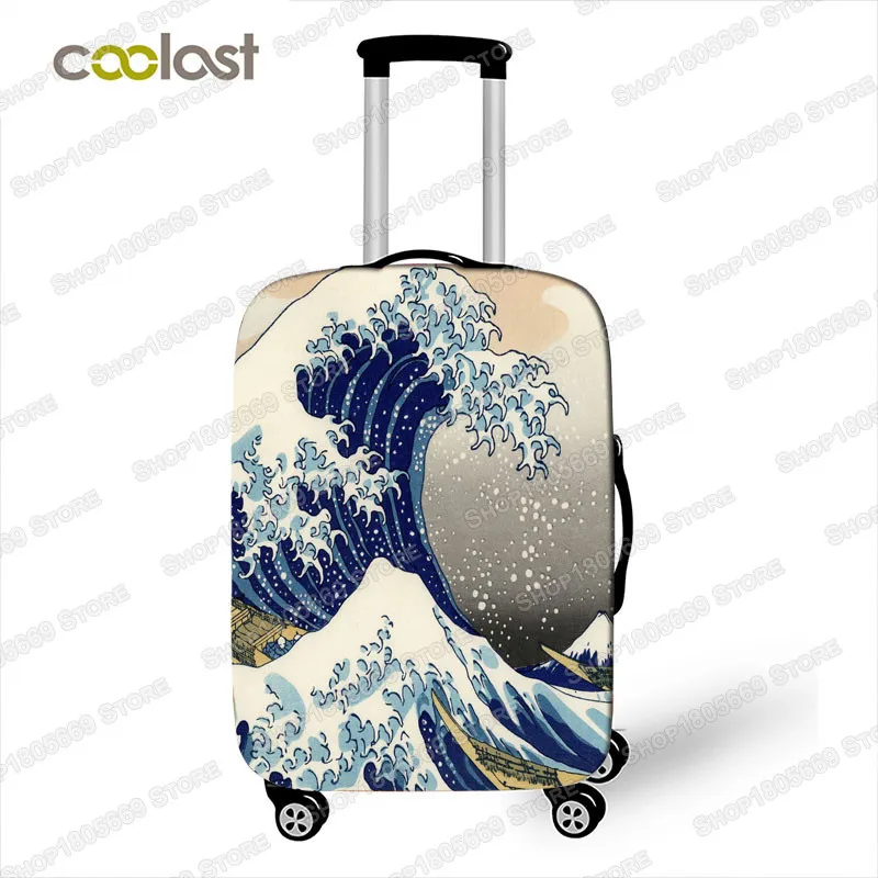 Van Gogh Art Oil Painting / Janpan Wave / Mona Lisa Luggage Protective Cover Elastic Suitcase Cover Anti-dust Trolley Case Cover
