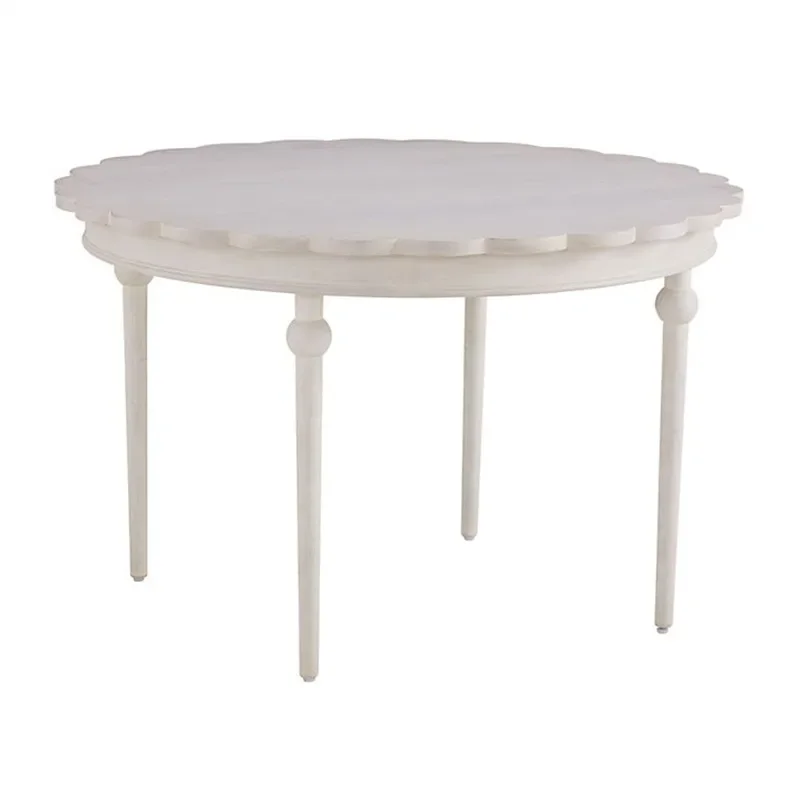 Retro old solid wood dining table French simple round log round household small dining dining table chair furniture