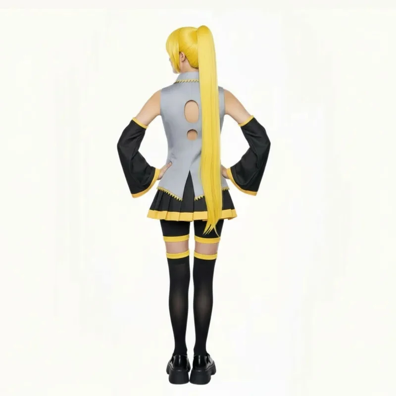 Disfraz de Cosplay de Hipnotizadora Virtual KK56, Uniforme Escolar Amarillo Limón de V Home Akita Neru, Ropa Gris Fórmula JK para Halloween
