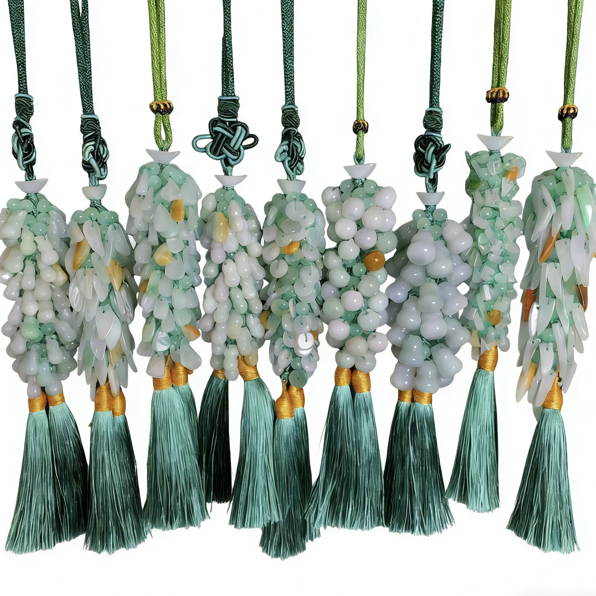 Natural A-grade Jade Car Hanging Bag with Sui Sui Ping an Gourd Pendant Good Luck Tassel Necklace Car Accessory Drop Shipping