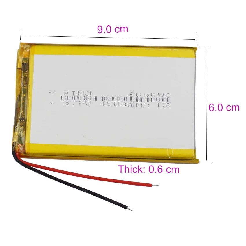 3.7V 4000mAh 14.8Wh 606090 Li-Polymer Replacement Li Lipo Battery JST 2Pin 1.0/1.25/1.5/2.0/2.54mm Connector For GPS Camera LED